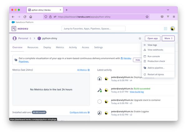 Scaling Shiny Apps For Python And R: Sticky Sessions On Heroku 10 Scaling Shiny Apps for Python and R: Sticky Sessions on Heroku